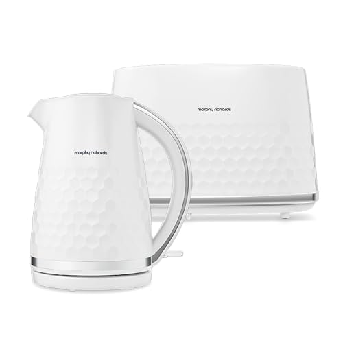 Morphy Richards Hive Kettle and Toaster Set, 1.5L Fast Boil Easy Fill Kettle, 2-Slice Variable Browning Toaster, Matching Set, 3KW/850W, White 108274 | 220034