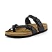 CUSHIONAIRE Luna Sandals for Women, Cork Footbed Womens Sandals for Summer Comfort with Adjustable Straps, Wide Width Available, BLACK 8W