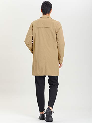 Lars Amadeus Men's Trench Coat Single Breasted Button Down Jacket Long Overcoat Large Khaki #TOP3