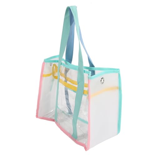 Garosa Large Clear Tote Bag for Women Transparent PVC Beach Handbag with Handles for Travel Shopping Sports Work Stadium Events (Blue Green)3