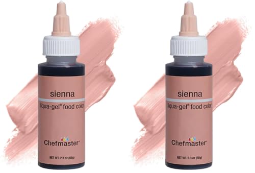 Image of Chefmaster Sienna Liqua-Gel Food Coloring | Vibrant Color | Professional-Grade Dye for Icing, Frosting, Fondant | Baking & Decorating | Fade-Resistant | Easy-to-Use | Made in USA | 2.3 oz (Pack of 2)
