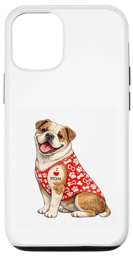 English Bulldog Mom I Love Mom �^�g�D�[ ���D�� �u���h�b�O �}�} �X�}�z�P�[�X iPhone 12/12 Pro �p