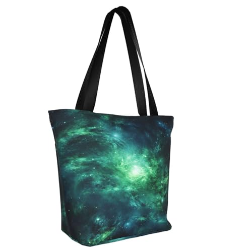 Galaxy Green Print Comfortable Shoulder Bag Summer HandbagTravel Beach Work Daily Use Versatile Carry2
