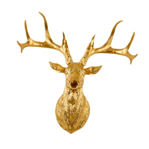 Décoration murale tête de cerf haut de gamme or | Splendeur artisanale pour bureau élégant