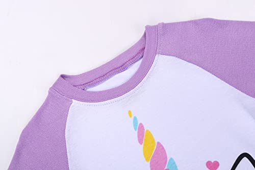 Joyond Girls Pure Cotton Summer Pjs Size 2T-14Years, Little Girls Short Sleeve 4-Piece Sleepwear Kids Toddler Pajamas Set3