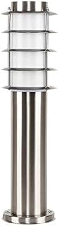 MiniSun Modern Outdoor Stainless Steel 450mm Bollard Lantern Light Post - Complete with a 4w LED Candle Bulb [6500K Cool White]