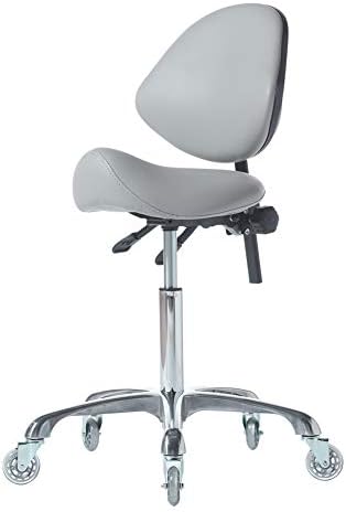 FRNIAMC Hydraulic Saddle Rolling Adjustable, Heavy-Duty (450 lbs) Stool Chair for Beauty Salon Massage Dental Clinic Home Office Use(Grey)