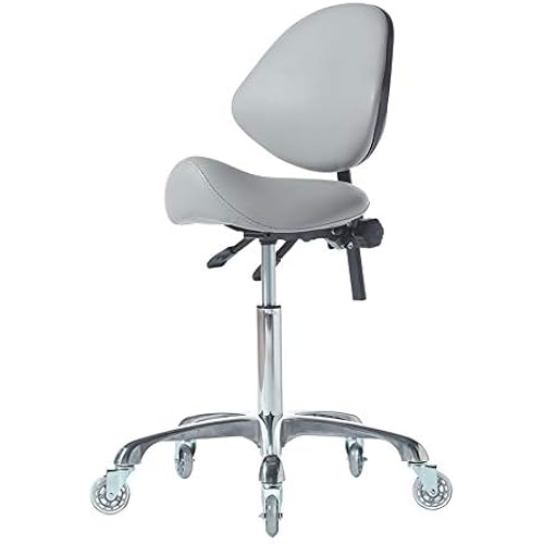 Adjustable Hydraulic Roller Saddle - Heavy Duty (450 lbs) - Beauty Salon, Massage, Clinic and Office - Grey