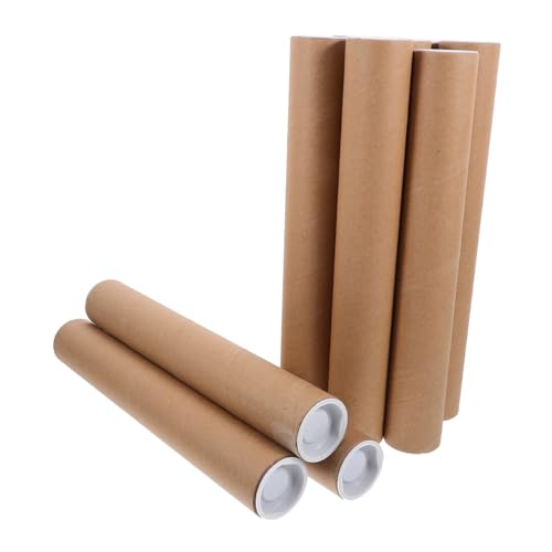 VILLCASE 10pcs Mailing Tube Cardboard Tubes Poster Board Postal Kraft Shipping Tubes Artwork Tube Cardboard Shipping Tubes Kraft Push up Tubes Brown Cardboard Tube Lid Holder Mesh Abs Khaki