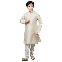Boys Jacquard Kurta Pajama Shalwar Kameez Sherwani Apparel 978 (6 Years, Cream)