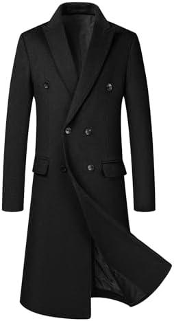 Allthemen Herren Wintermantel Lang Zweireihig Wollmantel Warm Business | Trenchcoat, Winterjacke, Slim Fit, Business Casual, Mäntel, Winter, Wollmantel, Peacoat, Dick, Gefüttert