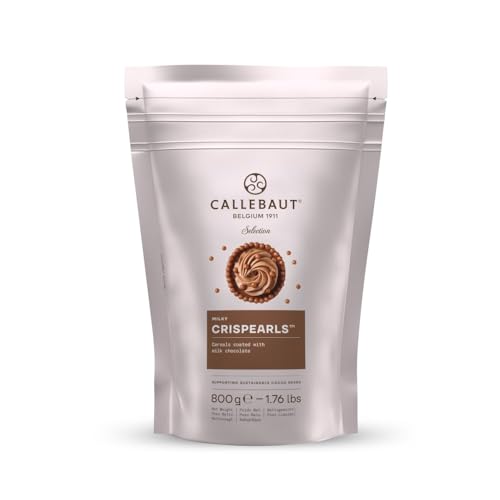 Callebaut Mona Lisa Crisbeads Sachet de 800 g avec fermeture Velcro refermable Boules de céréales aromatisées pour décorer gâteaux, cupcakes, gaufres, crêpes, crêpes (chocolat au lait)