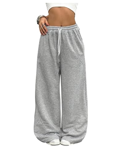 SHENHE Girl's Y2k Baggy Sweatpants Wide Leg Drawstring Sports Athletic Casual Loose Sweatpants