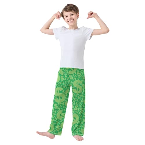 Boys' Pants Vintage Money Green Long Bottoms Jogger Pants Elastic Waist Trousers with Pockets S-XL2
