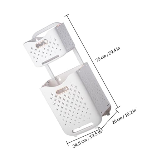 Panier à linge pliable double couche plastique blanc grande capacité - 3