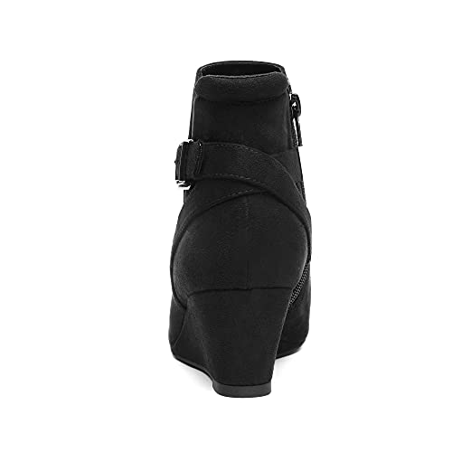 DREAM PAIRS Women's Wedge Ankle Boots Fall Low Heel Short Booties Shoes4