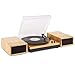 Produktbild Fenton RP165L Bluetooth Plattenspieler mit Lautsprecher, Schallplattenspieler, Abdeckhaube, Auto Stopp, Home Audio Record Player, Turntable Vinyl Player in Vintage Look, Natur Holz