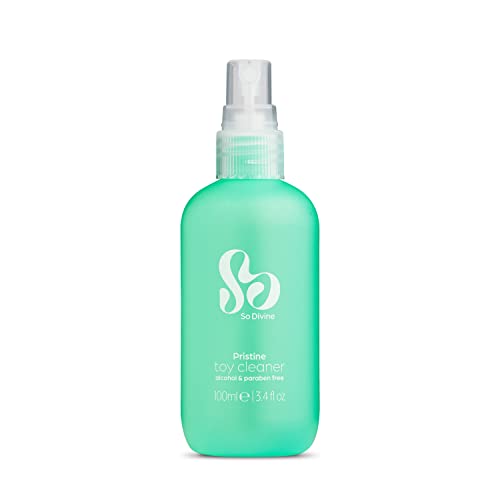 So Divine - Pristine Intimate Water Based Sex Toy Cleaner - 100ml Spray Bottle. Anti-Bacterial Cleaner for Sex Toys Safe to Use On All Toys- Keeps Adult Toys Clean Fresh & Hygienic. Made in The UK