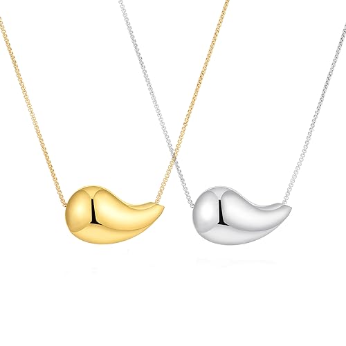 Teardrop Necklace Earrings Jewelry Set for Women, Dupes Drop Dainty 14k Gold Plated Water Hypoallergenic Pendant Necklace