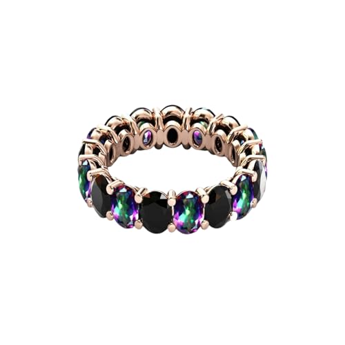 Bio Color Mystic Topaz & Black Onyx Eternity Band Mystic Topaz Cluster Wedding Band Unique Infinity Jewelry For Women Black Onyx Gemstone2