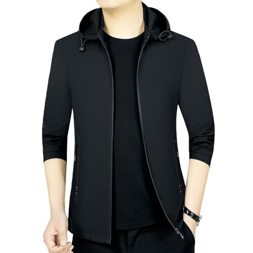 Chaqueta clásica de hombre con capucha y diseño minimalista en color sólido
