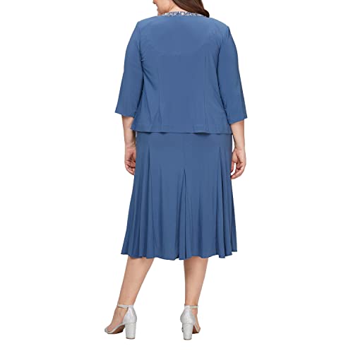 Image of Alex Evenings Women's 2 Piece Tea Length Jacket Dress with Sequin Beaded Trim