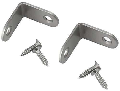 2 conectores acodados de Laublust, de acero inoxidable, forma de L, aprox. 30 x 30 x 16 mm.