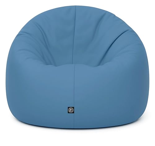 Patchhome - Pouf 2 in 1, cuscino da pavimento, poltrona a sacco da gaming, per adulti e bambini, con imbottitura (Ø 100 cm, grigio-azzurro)