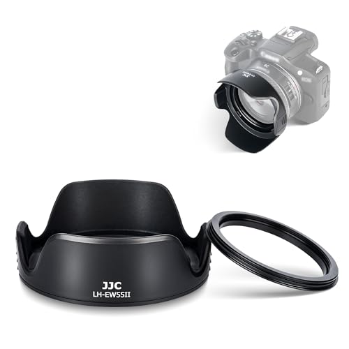 JJC Tulip Lens Hood para Canon RF 28mm f/2.8 STM, Sustituye a EW-55 | con anillo adaptador de 55mm, diseño reversible, compatible con filtro/tapa de lente de 55mm, reduce reflejos, ABS duradero miniatura 1