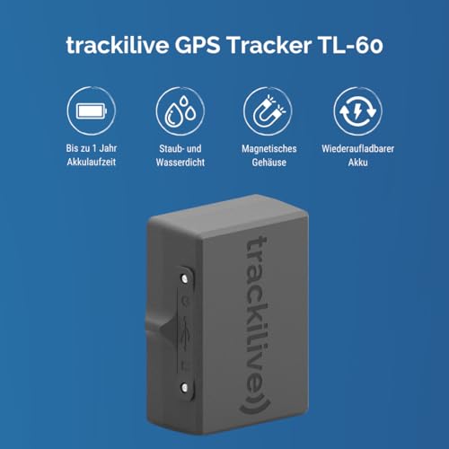 trackilive TL-60, 4G Tracker Langzeit Live Ortung, Lange Akkulaufzeit, GPS Tracker Auto, Baumaschinen, Quad, magnetisches Gehäuse, wasserdicht nach IP68