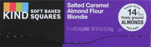 Image of KIND Soft Baked Squares, Salted Caramel Almond Flour Blondie, Healthy Snack Bars, Gluten Free, 5g Protein, 6 Count (Pack of 2)