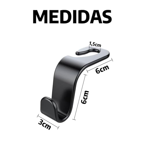 Kit 4 Ganchos Suporte Sacola E Cabide Para Banco Veicular Ajuste Universal Preto