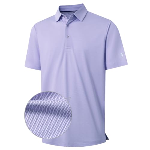 M MAELREG Golf Shirts for Men Dry fit Sports Jacquard Lightweight Performance Texture Short Sleeve Collared Polo Shirts