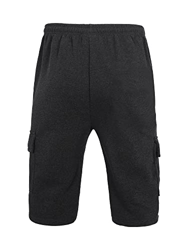 Men's Sweat Shorts Below The Knee Fleece Cargo Shorts Elastic Waist Workout Jogger Sweatpant Shorts with Pockets2
