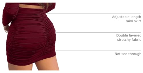 Image of eoeoo Women's High Waist Bodycon Mini Skirt Stretchy Ruched Short Skirt