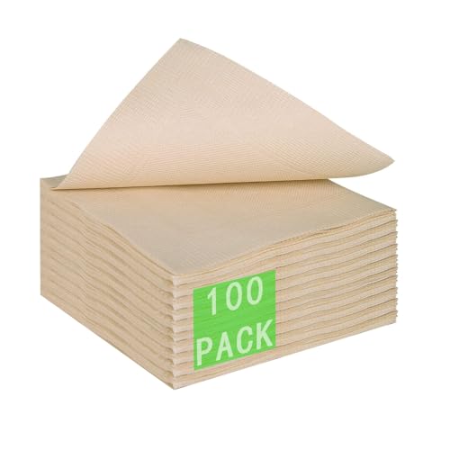 100 Pcs Compostable Unbleached Paper Napkins
