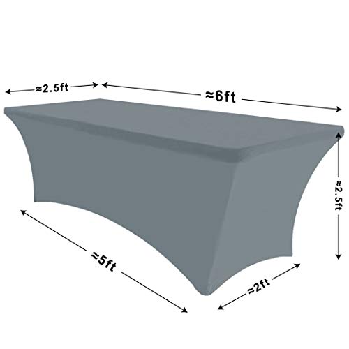 Eurmax Usa Rectangular Fitted Spandex Table Covers 6Ft Tablecloth Wedding Event Patio Table Decorations Stretch Table Cover For 6Ft Folding Table (Silver Gray) #TOP1