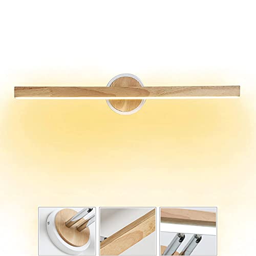 VOMI Lámpara de Pared de Madera, Aplique de Pared de Baño 12W LED Lámpara de Madera 180°...