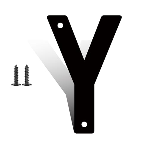 4 Inch Metal Letters, Metal House Letters, Modern Black House Address Letter for Outside, Outdoor Address Letter for Apartment Home Street Office Mailbox (Y)