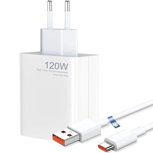 120W USB Ladegerät Netzteil für Xiaomi mit 2m Typ C Ladekabel 6A für Xiaomi 14t Pro 13T 13 Ultra 12T 11T Redmi Note 13 Pro+ 12 11 5G Schnellladegerät USB Power Handy Ladegeräte