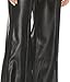 FAZAIQILUO Women's Artificial Leather High Waisted Wide Leg Pants, Black PU Leather Loose Casual Pants, Fashionable Office Straight Leg Pants