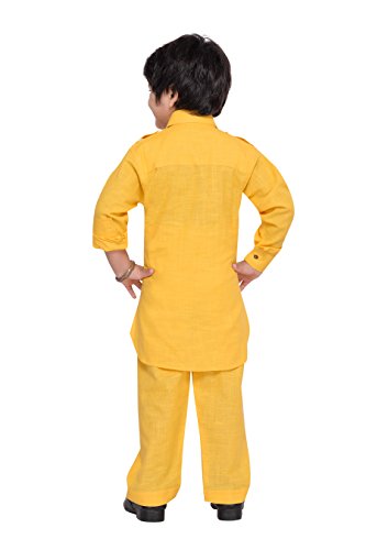 Image of AJ DEZINES Pathani Suit For Kids Boys | Boys Kurta Set | Traditional Party & Ethnic Wear | Kids Kurta Pyjama Set | Solid Cotton Kurta Pajama | Wedding & Festive Outfit - Regular Fit