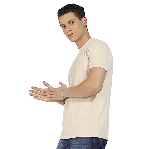 Image of CAHOOT Men's Basic Regular Fit T-Shirt for Casual Wear | Crewneck | Short Sleeve | Pull On Closure | Cotton T-Shirt Crafted with Comfort Fit for Everyday Wear