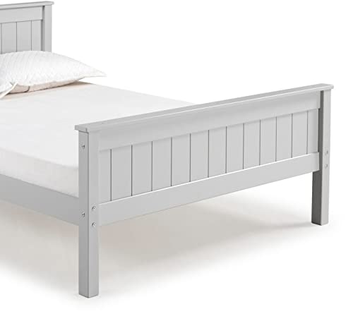 Harmony Full Wood Platform Bed, Dove Gray - Sturdy Pine with Wide Plank Headboard and Footboard, Side Rails Included, Mattress Compatible with Slats or Bunkie Board - Ideal for Kids Bedroom
