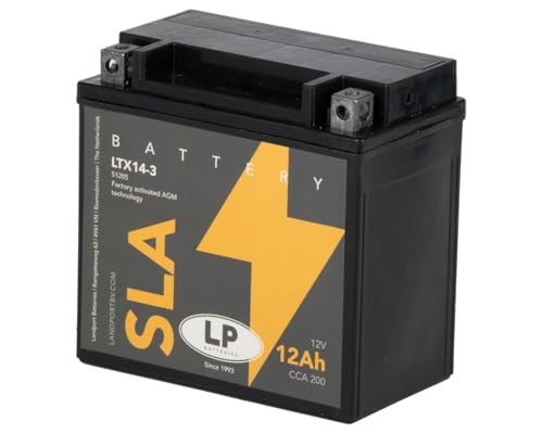 LANDPORT Batterie 12V 12Ah MS LTX14-3 kompatibel für Aprilia ETV 1000 Capo Nord, Mana 850 GT, BMW R 1200 S, HD V-Rod Screamin Eagle, Honda ST 1100