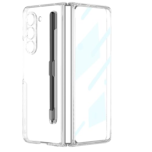 Coque Samsung Z Fold 5 rigide transparente antichoc dotée d'un porte-stylet latéral