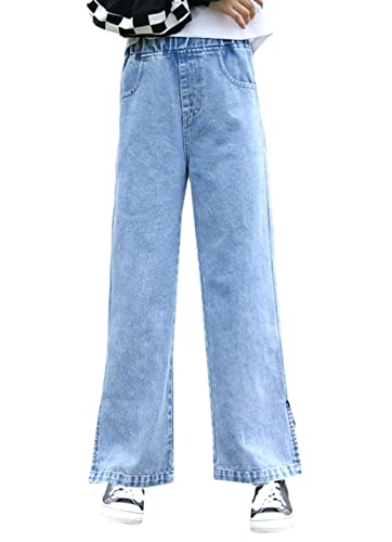 Betusline Girls' Split Wide Leg Baggy Jeans, 3-13 Years