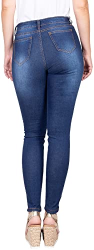 2LUV Women's Stretchy 5 Pocket Denim Blue Skinny Jeans Denim Blue 13