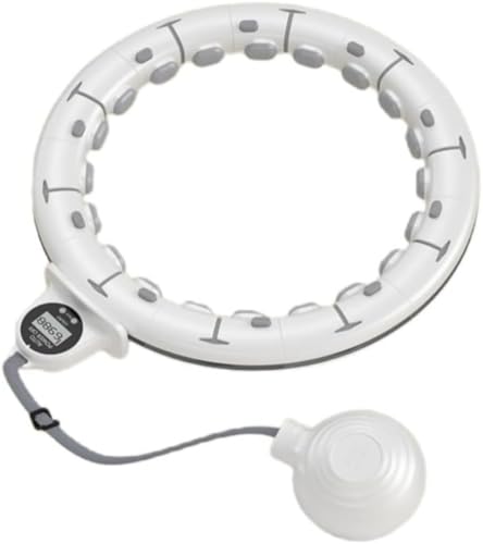 Giawkcaダイエットフラフープ 人気 スマート カウンター付き 自由調整 自動回転 エクササイズ用 組み合わせ自由 サイズ調整可能 新体操器具 (ウエスト65〜110CM,ホワイト)