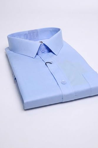 Image of Cotton Blend Formal Shirt for Men | Full Sleeve, Regular Fit, Button Down, Palin & Stylish Collared Neck | Breathable Lightweight Fabric for Office, College Meetings & Gathering